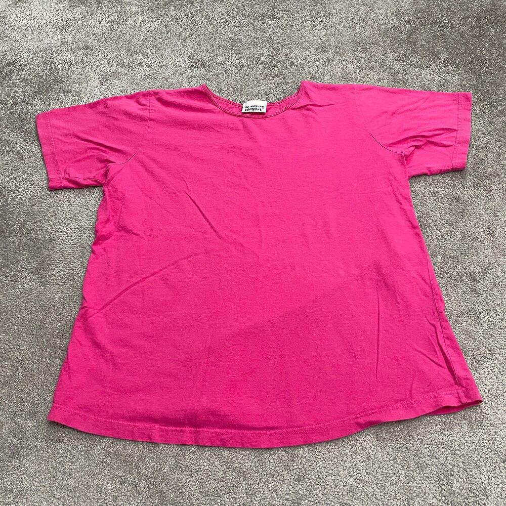 All American Comfort Basic T-Shirt Womens 2X Pink Cotton Crew Neck Essential Tee